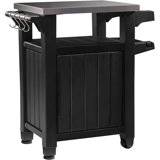 Keter Unity 40 Gal Patio Storage Grilling Bar Cart w/ Stainless Steel Top