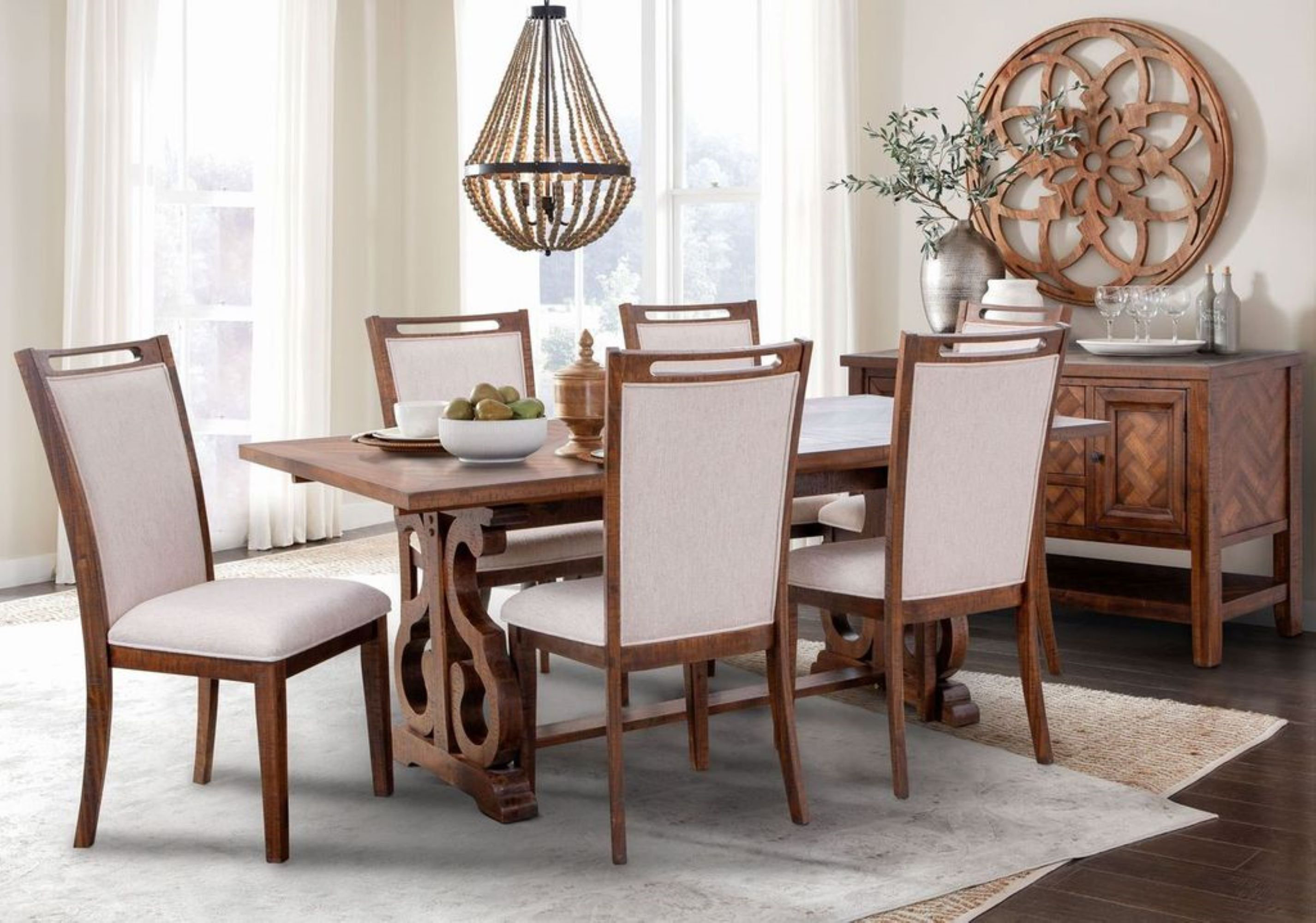 One Allium Way® Dorcas Chocolate Wood Carved Dining Set | Wayfair