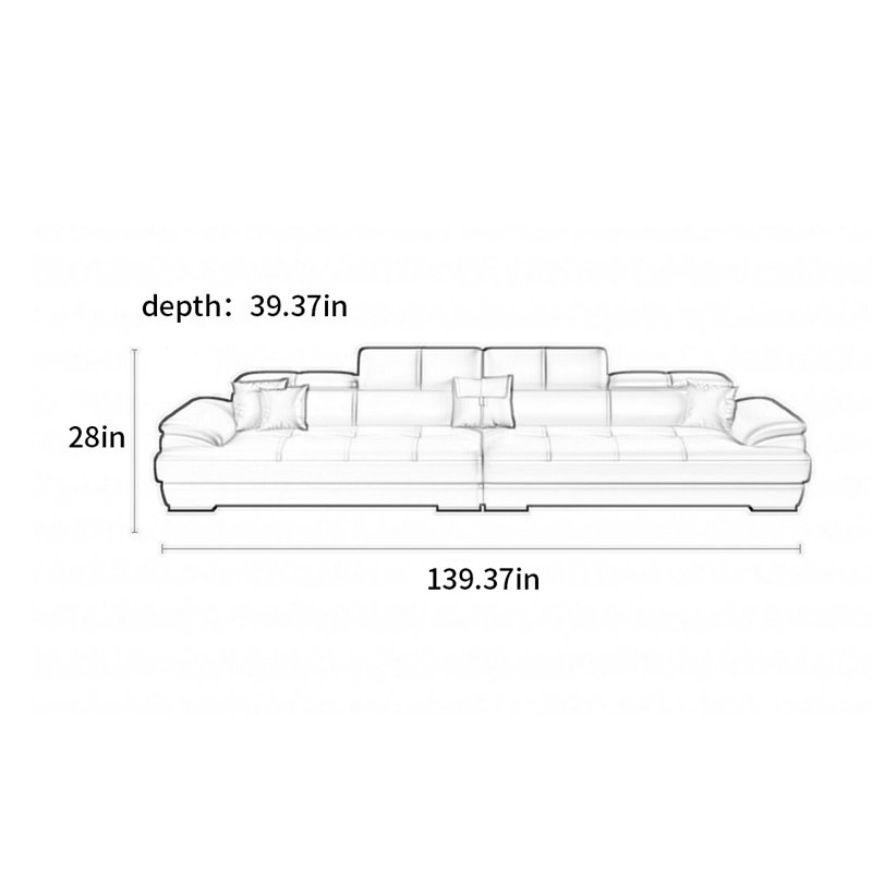 Canapé simple nordique moderne, H 28 po x l 139,37 po x P 39,37 po, 4