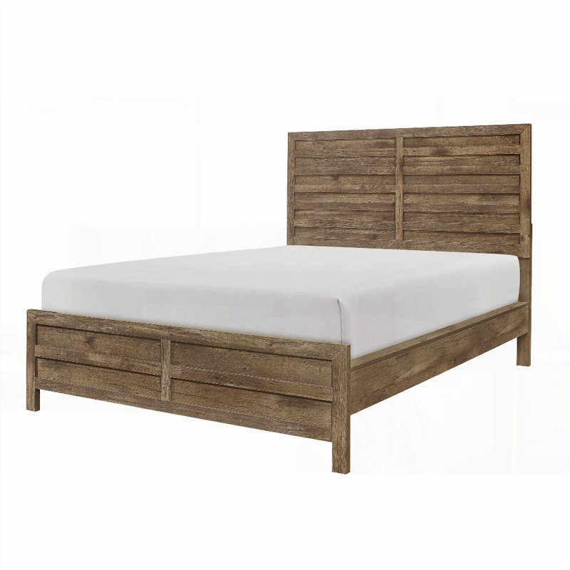 Structure de lit grand format avec finition en pin patiné - aucun sommier nécessaire, robuste et amp; Moderne!