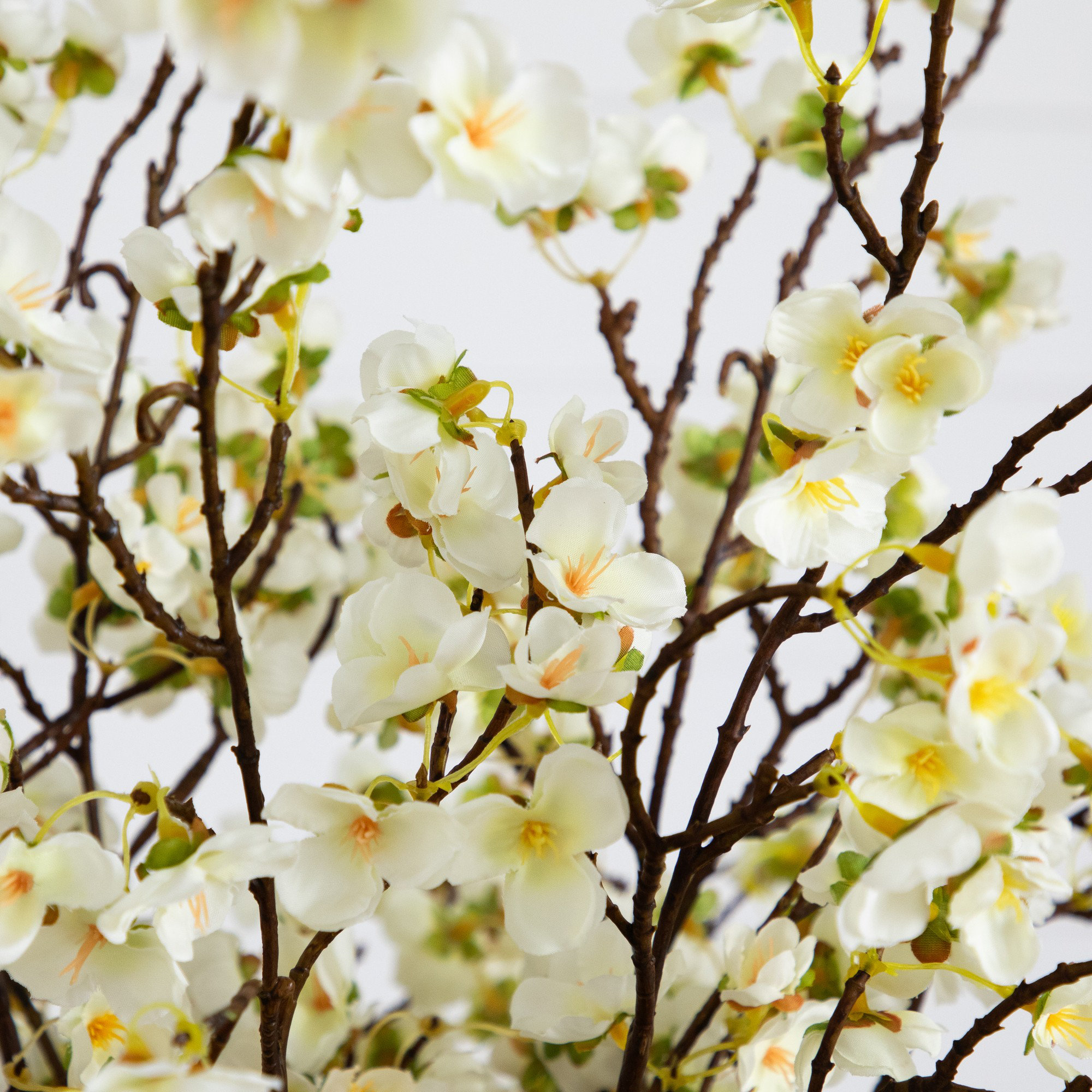 32in. Artificial Cherry Blossom Arrangement in Cylinder Glass Vase, White