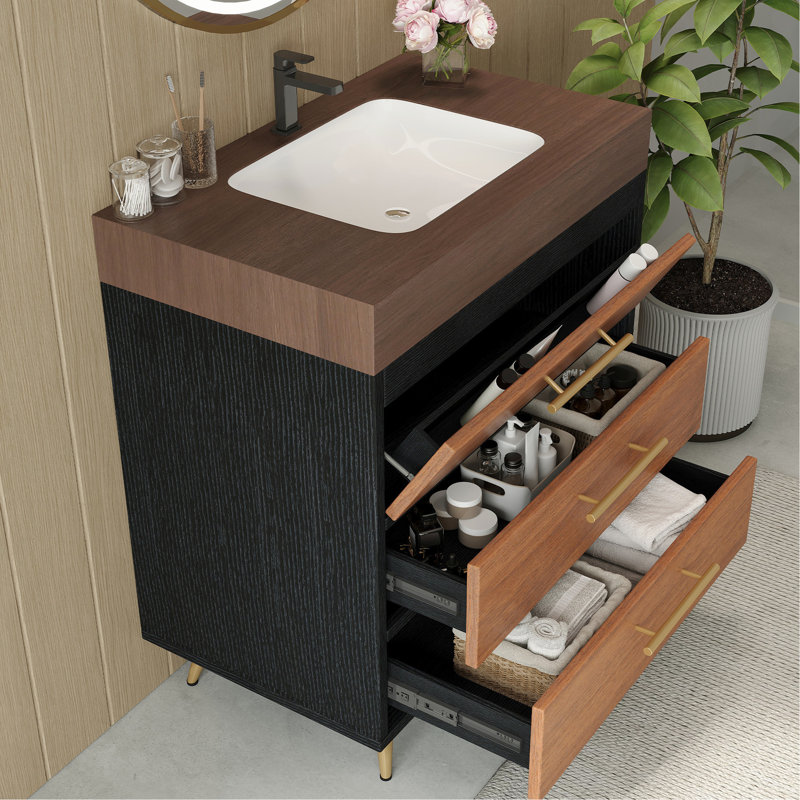 Meuble-lavabo French Country, Noir / or / noyer / blanc, Noir / or / noyer / blanc