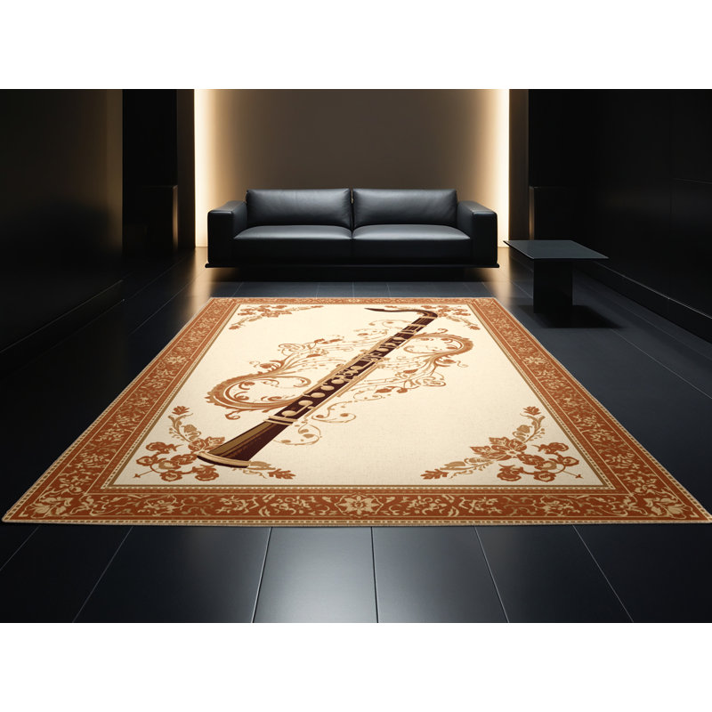 Tapis oriental beige lavable à la machine Clarinette classique Osnas, 8 x 12