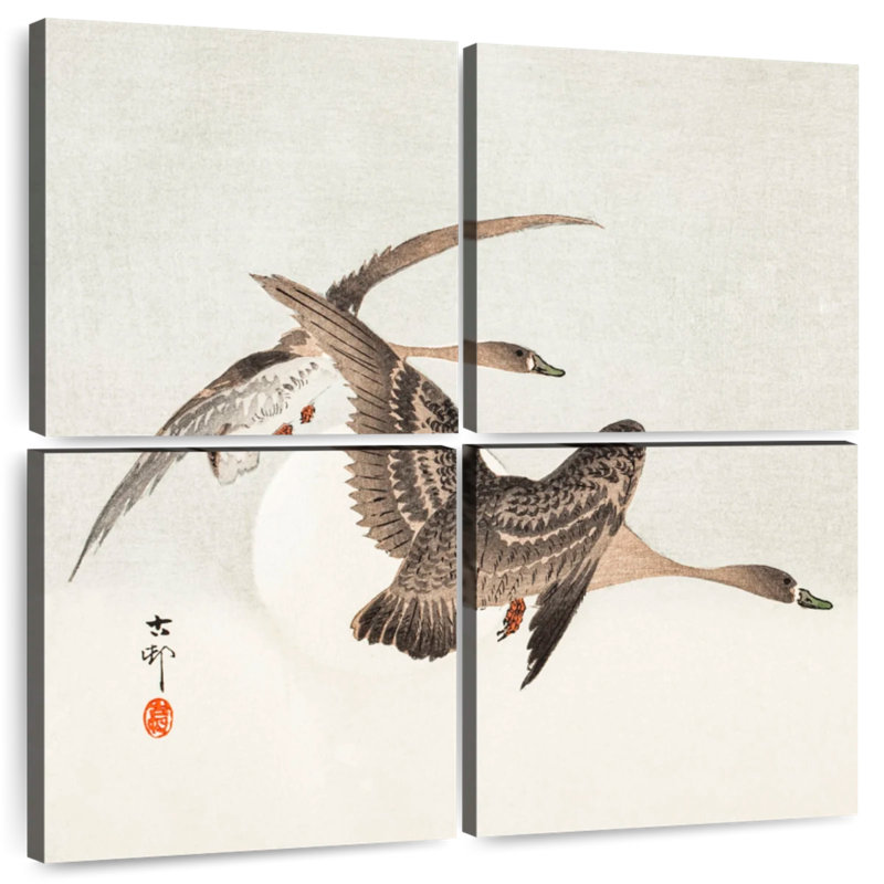 Brampt Twee Kolganzen In Vlucht, 45" H x 45" W