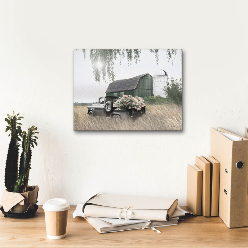 «Green Flower Farm» par Lori Deiter, art mural sur toile, H 12 po x l 16 po x P 0,75 po