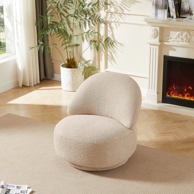 Chaise d'appoint rembourrée pour le salon avec fonction pivotante, Beige