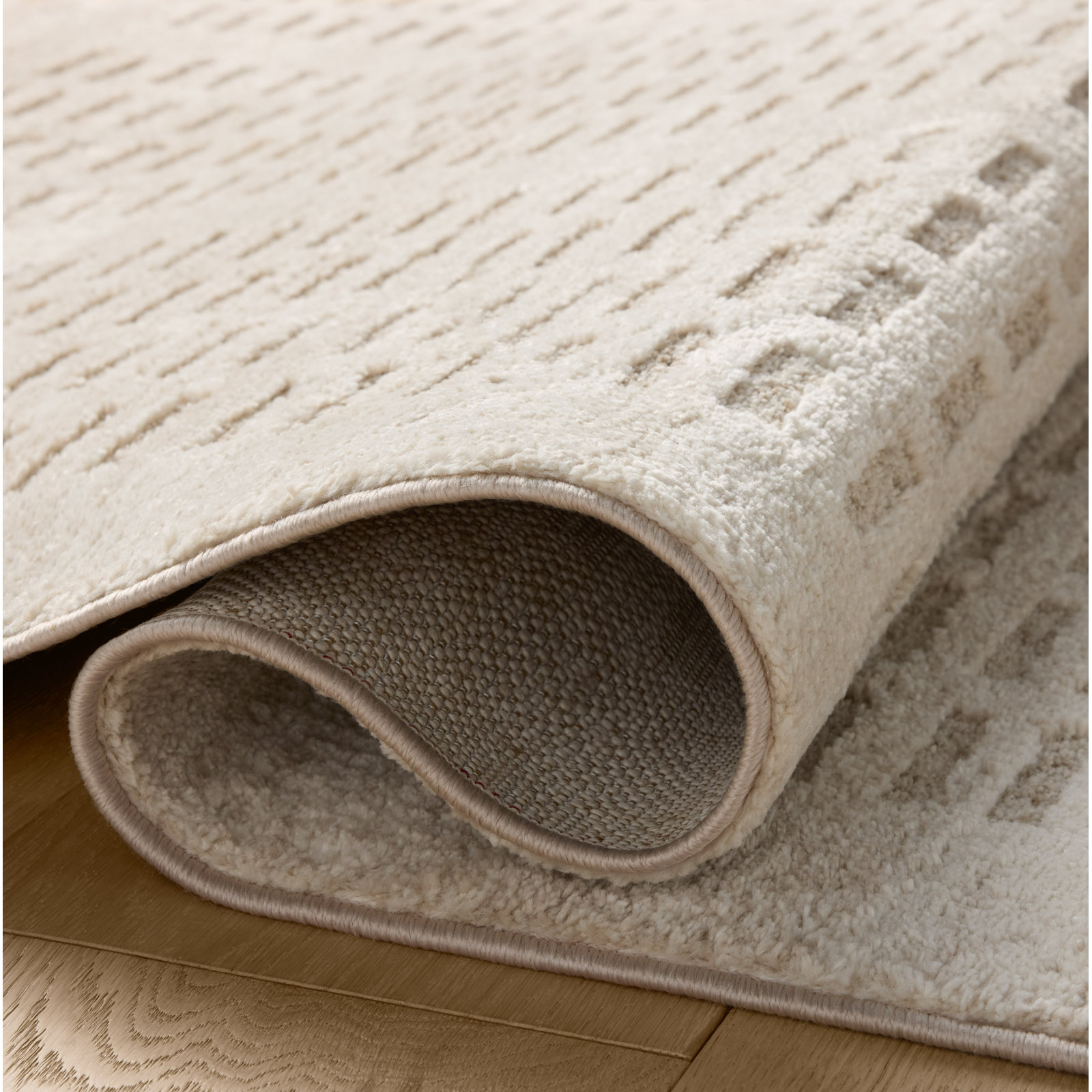 Amber Lewis x Loloi Monty  Ivory / Beige Area Rug, Square 1'6"
