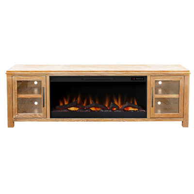 86 Inch Tv Fireplace Cabinet, Natural, Fits 95" Tvs, Wood Build 95 Fit Console, 86", & Oak Veneers