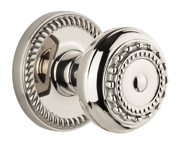 Bouton de porte Grandeur Newport Rosette, 2 3/4 po, Nickel poli