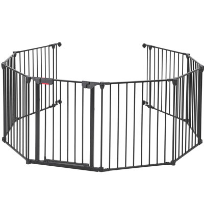 Très grande barrière pliable en métal pour chien avec porte, clôture autoportante et murale pour animaux