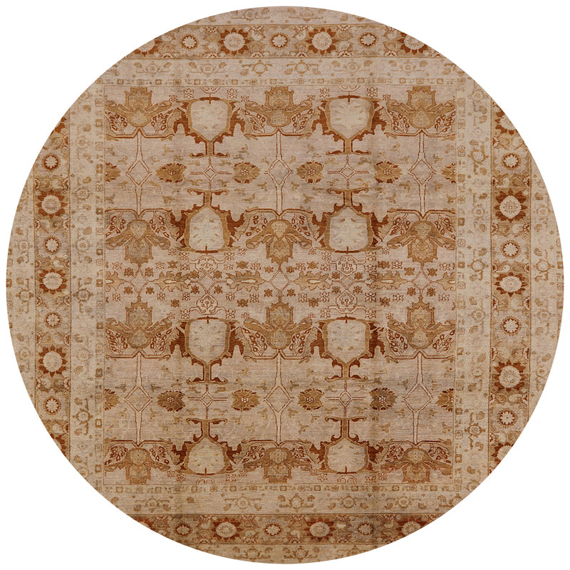 Tapis oriental oriental brun / beige, Rond 7 pi