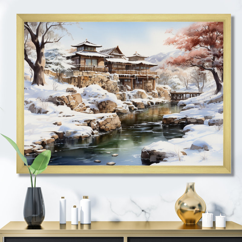«Japon», «Snowy Hot Bath IV», reproduction d'art sur toile japonaise, H 16 po x l 32 po x P 1 po