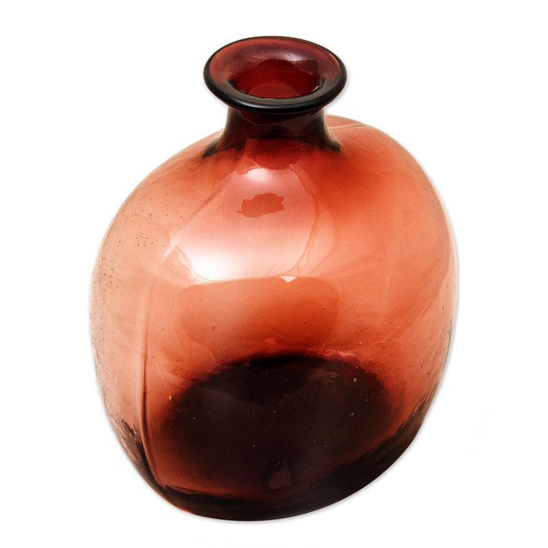 Vase en verre soufflé rouge fait à la main Red Barrel Studio®