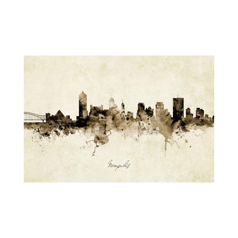 Memphis Tennessee Skyline by Michael Tompsett - 1 Piece Wrapped Canvas Wall Art, 101.6 cm H x 66.04 cm W x 3.175 cm D