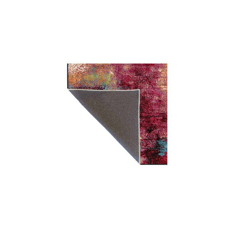 Tapis lavable mauve à motif tissé pastel, Sous-tapis carré 3 pi 3 po inclus