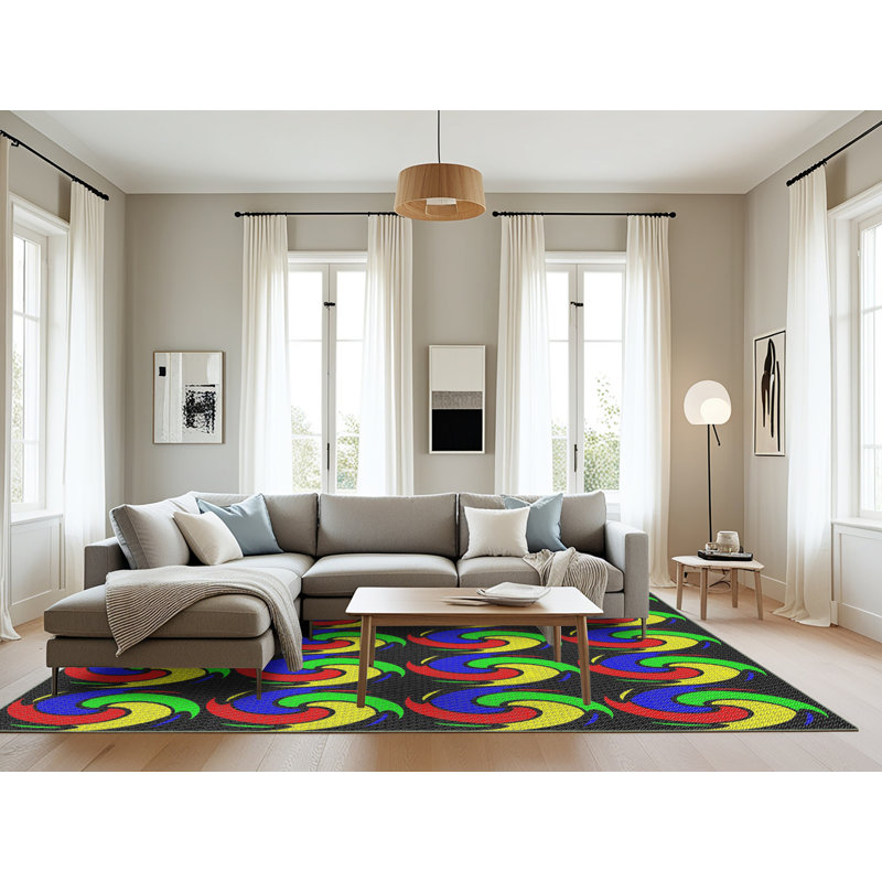 Noir Tapis décoratif, Rectangle 8 pi x 12 pi