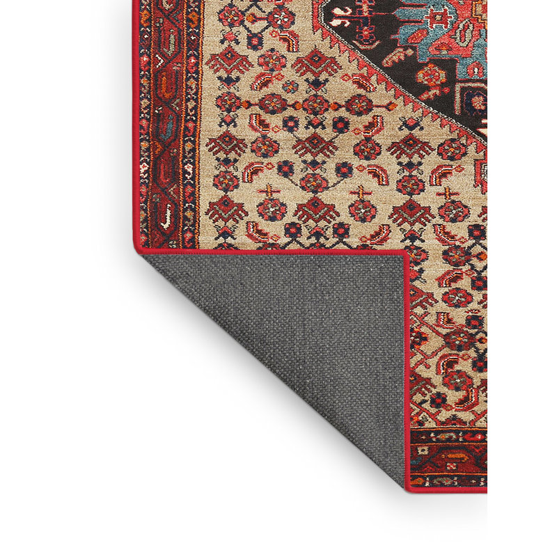 Tapis traditionnel rouge / brun / noir, Rectangle 4 pi x 6 pi