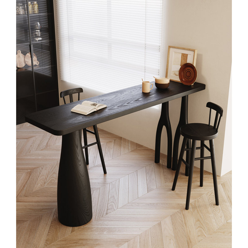 Wabi-Sabi Style Solid Wood Rectangular Bar Table, 39.37"H x 78.74"L x 17.72"W