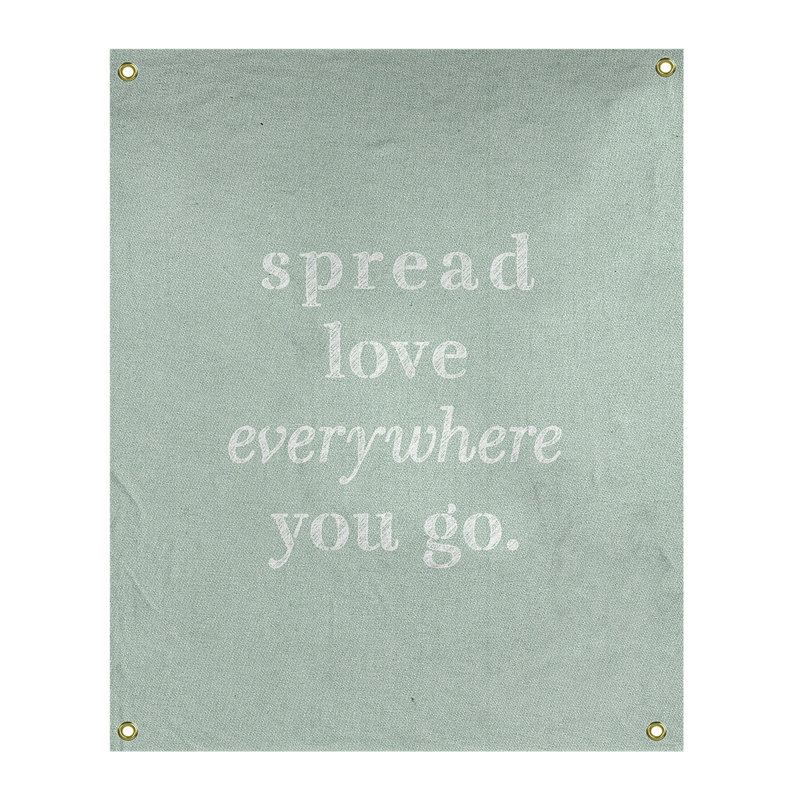 Tapisserie de polyester à l’quoted love quot, H 36 po x l 26 po, Vert / blanc