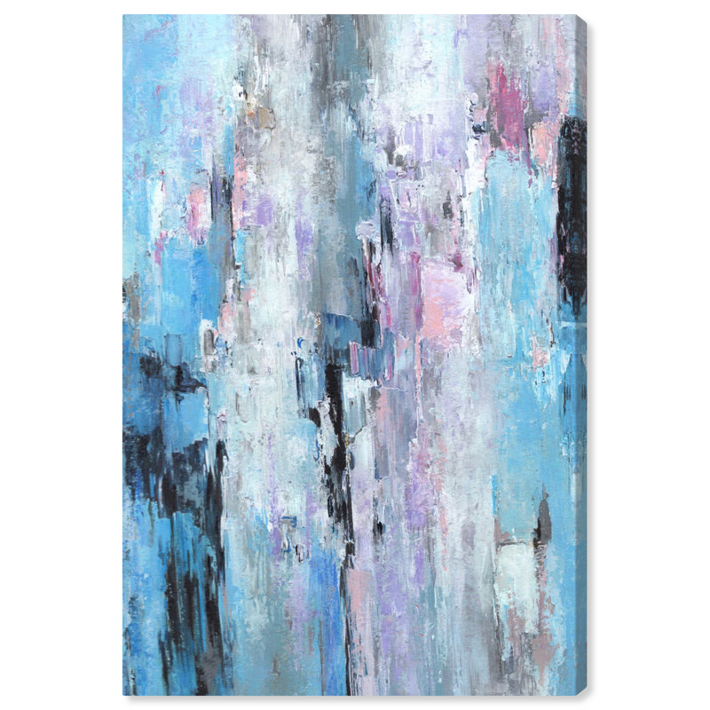 Blue and Pink Abstract Canvas Wall Art, 24" x 36"