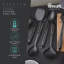 Swan SWKA61011 Stealth 6 Piece Kitchen Tool Set, Spaghetti Server, Solid Spoon, Slotted Spoon, Solid Turner, Ladle, Skimmer, Soft Touch Handles, Hanging Holes