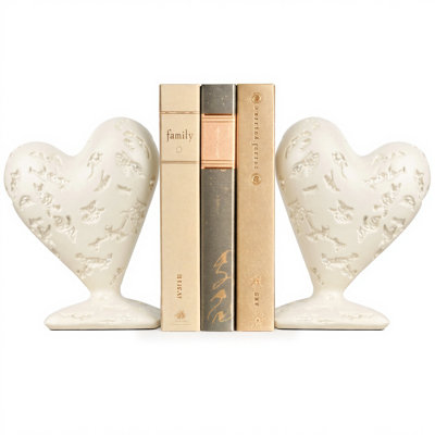 Heart-Shaped Textured Bookends With Protective Base