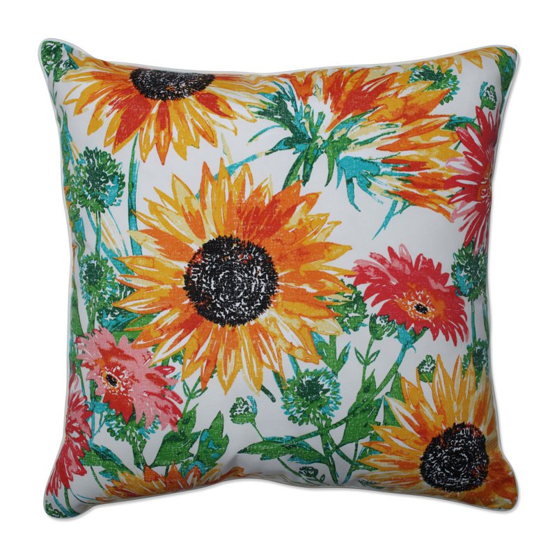 Floral Outdoor Reversible Throw Pillow