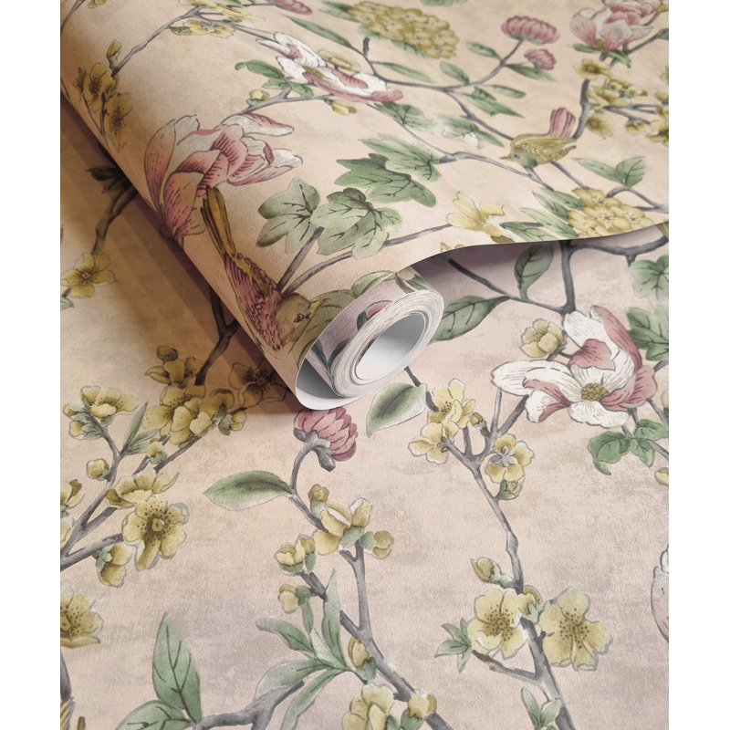 Papier peint floral, Rose