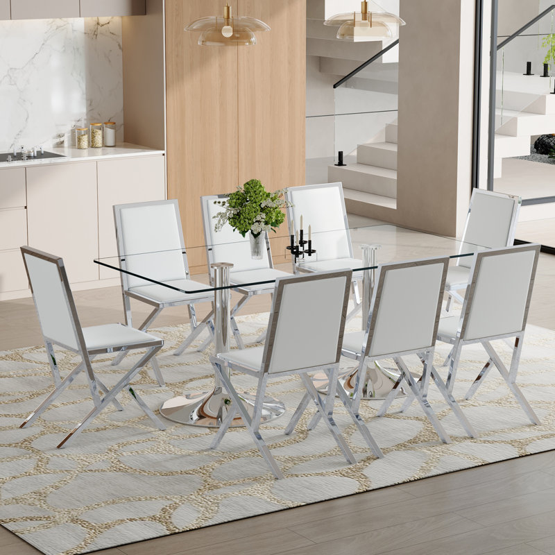 Dining Table Sets(must Include Both Table And Chair), 8 Seat Glass Modern Home
