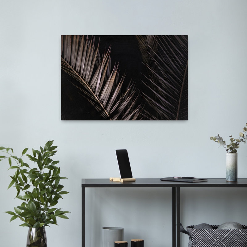 Palmier foncé foncé, palmier élégant abstrait, impression d'art mural tropical, 16" H x 24" W