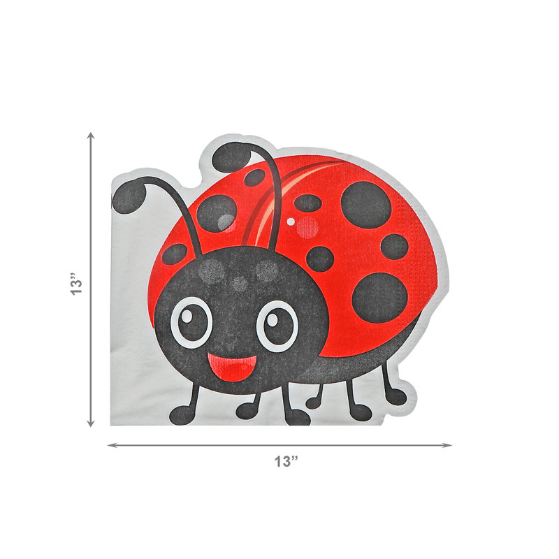 Ensemble de 12 serviettes de table 3 plis en forme de coccinelle - ensemble de 6