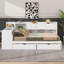 Lit de jour en L en bois avec sept armoires de rangement et deux tiroirs de rangement, lit multifonctionnel avec bureau d'étude-433838124-433838125