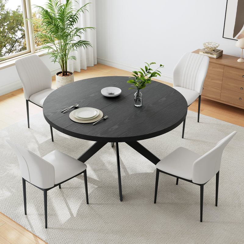 Ensemble de table de salle à manger 5 pièces avec 4 chaises modernes, Blanc