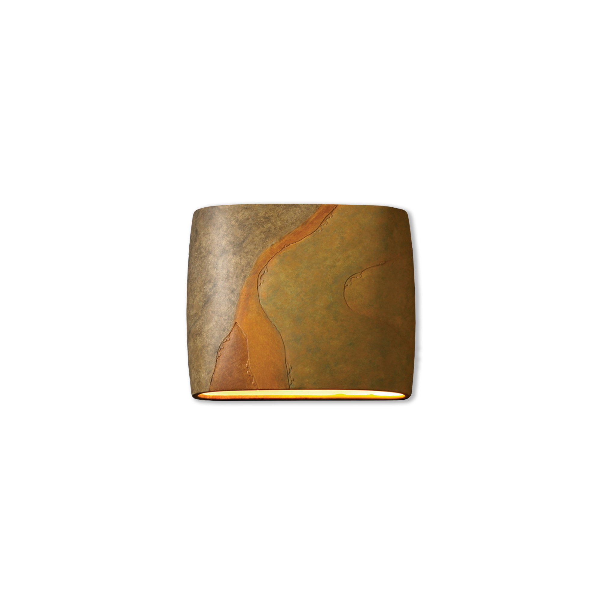 Logan Outdoor Ceramic Wall Light, Harvest Yellow Slate, 9.75" H x 12" W x 4" D, LED