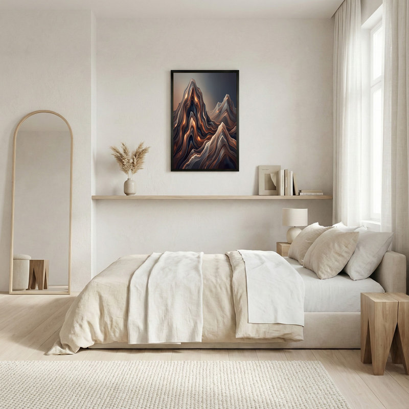 Art mural sur toile cuivre et bleu, H 20 po x l 30 po