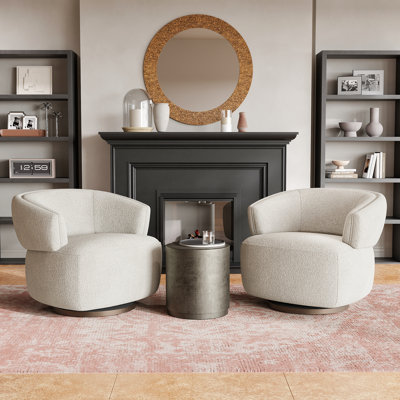 Jazmond Fully Assembled Upholstered Swivel Barrel Chair,Set of 2