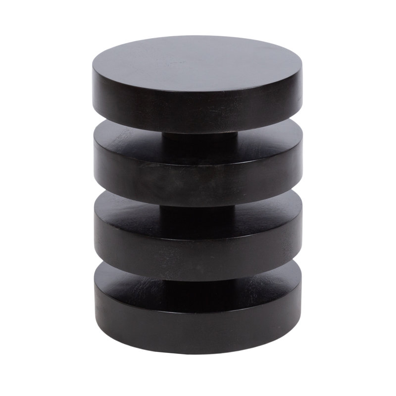 Stacked Solid Wood End Table, Black
