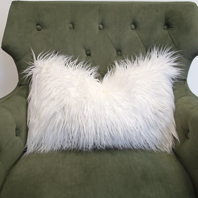 Thomas Collection® White Mongolian Luxury Faux Fur Throw Pillow