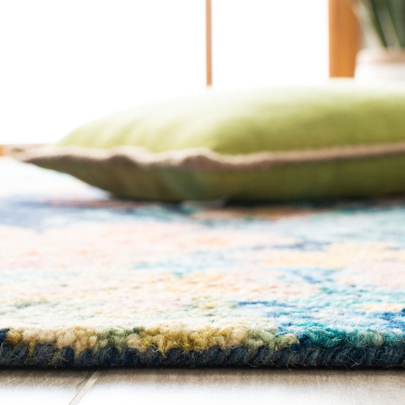 Tapis floral en laine touffeté à la main Toro, Rond 3 pi