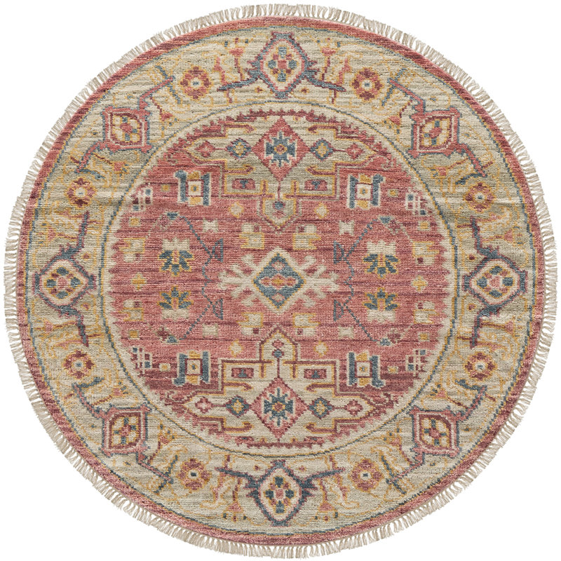 Myndee Wool Oriental Area Rug, Round 8'