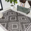 Tapis intérieur / extérieur noir / ivoire Senza Diamond Tribal Medallion-2007880696