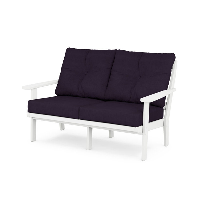Lakeside Cape Cod Deep Seating Loveseat, Classic White, Navy Linen