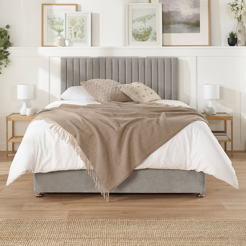 Nakisha Pocket Memory Divan Bed Set, 2 Drawers, Double (4'6), Silver