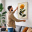 Single Sunflower Study Botanical - Wrapped Canvas-131761824-131761828