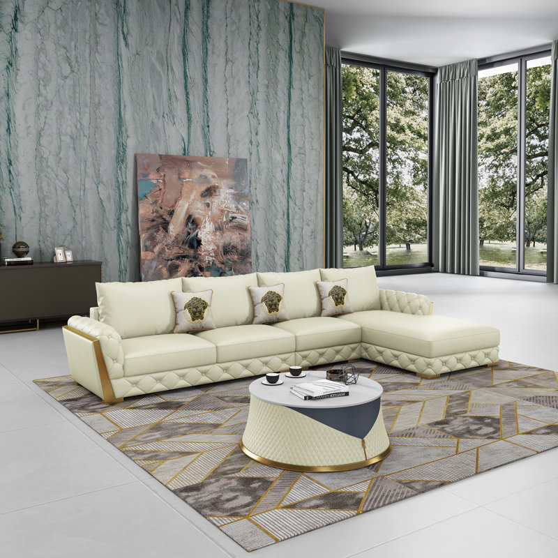 Castello Collection Sectional, Off White, Right Hand Facing