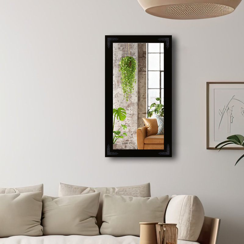 Heavner Flat Wall Mirror, Black, 41" H x 32" W