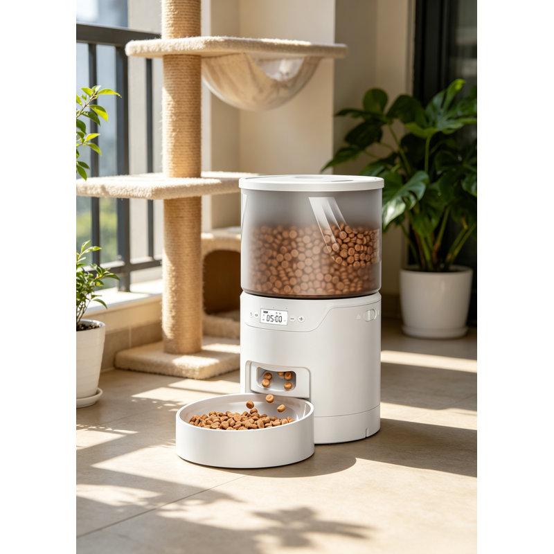 La mangeoire pour chat 3L, prend en charge la programmation de 6 repas, 1 à 20 portions réglables, facile à installer et à nettoyer, déshydratant pour préserver la fraîcheur.