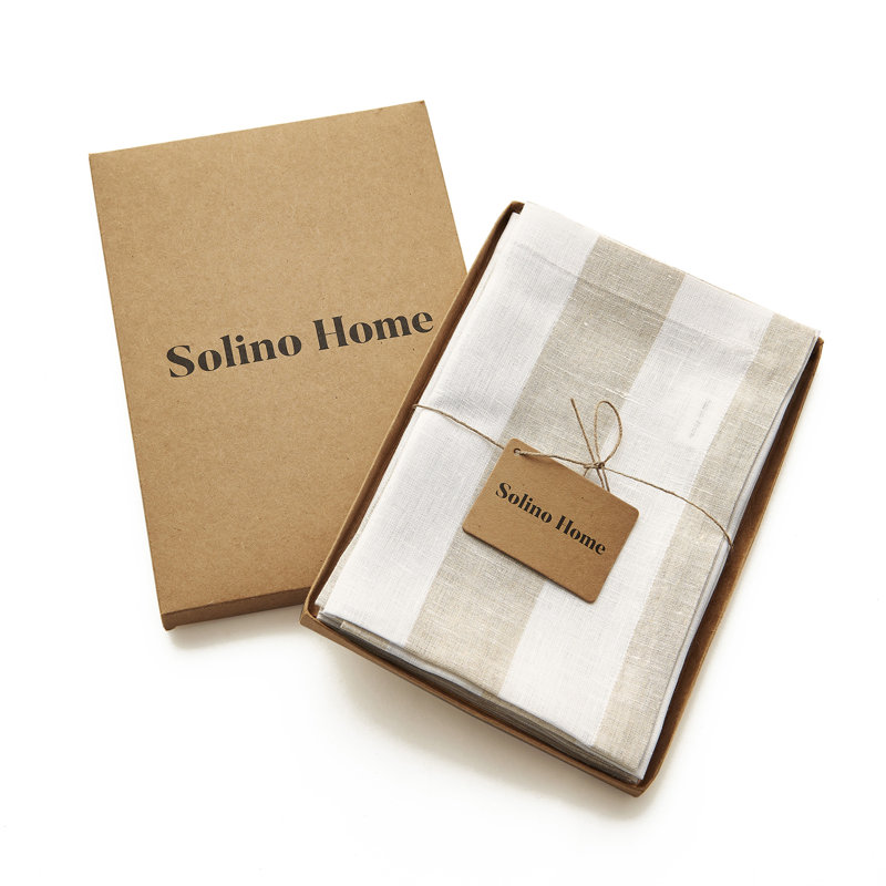 Natural and White Cabana Stripe Linen Napkins Set of 4