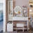 Full Body Mirror Cabinet + Round LED Vanity Table + Cushioned Stool, 17\-1080785586