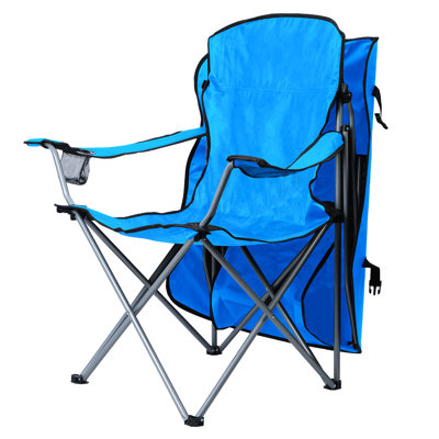 Vishanu Lawn Chair, Camping Chair with Canopy Shade, Portable Folding Chair with Sun Shade, Cup Holder, Side Pocket, for Outdoor, Beach (Blue)